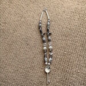 Elegant Silver and Black Beaded Necklace